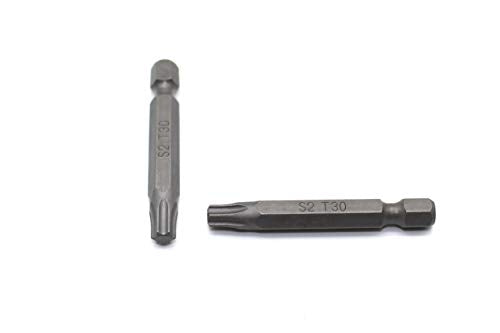 TEMO 25 pc T30 Torx 6 Point Impact Ready 2 Inch Length Screwdriver Insert Bits Hex Shank with Quick Release Slot - size: T30 2"