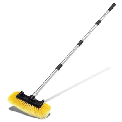 ZIMISI 59" Car Wash Brush with Long Handle, No Scratch Soft Bristle Cleaning Brush, Extendable Windshield Cleaner Tool, Car Cleaning Kit for Boat, RV, Truck, House Siding, Solar Panel (Yellow) - color: Yellow