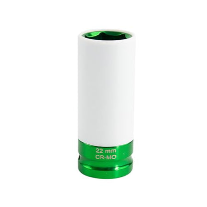 1/2" Drive 22 mm Lug Nut Impact Socket, CR-MO Thin Wall Deep Lug Nut Socket, Non-Marring Wheel Rim Protector Sleeve, Auto Tire Repair Maintenance Accessories (22MM) - size: 22MM
