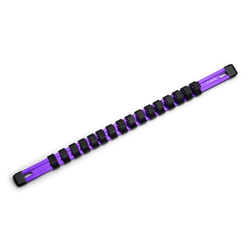 Capri Tools Aluminum Socket Rail, 1/2 in. Drive, 17 in. Long, 16 Socket Clips, Purple - color: Purple, size: 1/2 in. Drive
