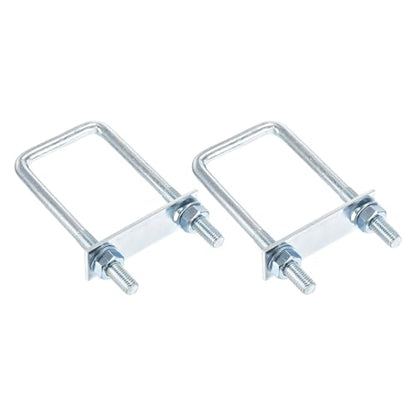 DTGN M10x50x130mm U Bolts Square Kit - 2Set - Carbon Steel U-Bolt Kit with Nuts, Washers, Frame Plate - Good for Pipe, Trailer, Automotive, Leaf Spring Fastener - size: M10x50x130mm