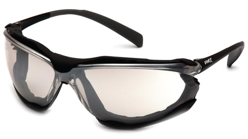 Pyramex Proximity Safety Glasses Eye Protection, Amber H2X Anti-Fog - color: I/O Mirror Anti-fog Lens/ Black Frame