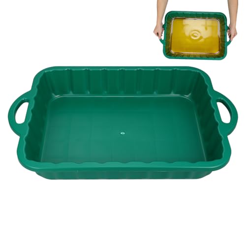 IMIKEYA Large Oil Drain Pan 23.5Inch Heavy Duty Plastic Leakproof Transmission Coolant Fluid Catcher Pan for Changing Oil Under Car Truck SUV Automotive Repair Garage Use (Green)