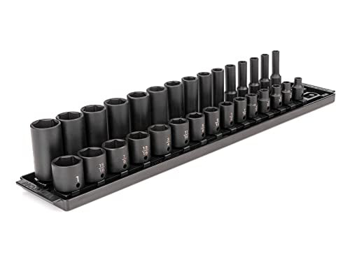 TEKTON 3/8 Inch Impact Socket Set, 30-Piece | SID91210 - size: 30-Piece (1/4-1-Inch), style: Shallow and Deep