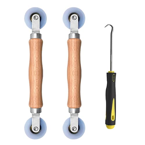 BAYTORY 3Pcs Screen Rolling Tool Kit for Installing Door Mesh Screens Window | Window Screen Spline Roller Tool with Wooden Handle and Nylon Bearing Wheels - style: Nylon