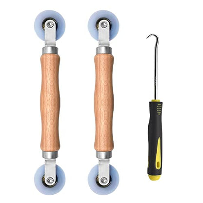 BAYTORY 3Pcs Screen Rolling Tool Kit for Installing Door Mesh Screens Window | Window Screen Spline Roller Tool with Wooden Handle and Nylon Bearing Wheels - style: Nylon