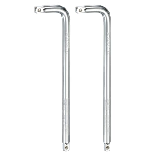 HARFINGTON 2 Pcs Socket Breaker Bar 1/2" Drive 14" Long 50BV30 Alloy Steel L-Shape Extension Bar Axle Nut Socket Wrench Hand Tool for Car Mechanical Equipment Repair, Silver - size: 1/2"x14"