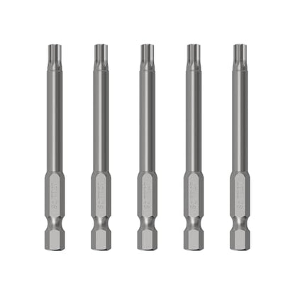 5PCS T27 Magnetic Tamper Proof Torx Screwdriver Bits, 1/4 Inch Hex Shank 3 Inch Length S2 Steel Security Drill Torx Head Drill Screw Driver Tools(75mm Long, Star 6 Point) - size: T27