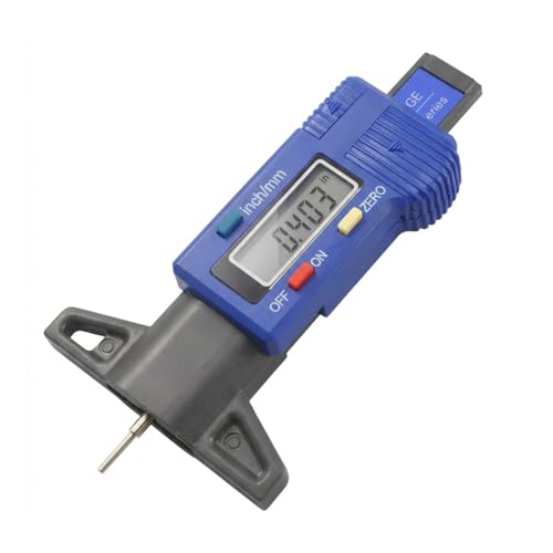 Car LCD Display Tire Tread Depth Gauge, 0.01mm Resolution Digital Car Tire Wear Checker with Inch/MM Conversion, Easy Read Auto Measuring Tool Accessories for Most Tires (Blue) - color: Blue