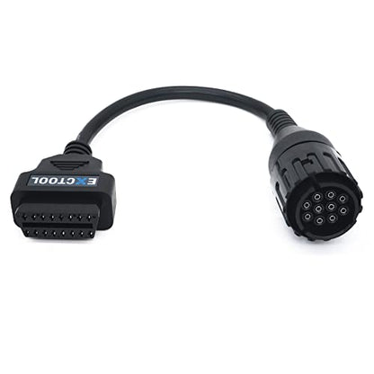 OBD2 Diagnostic Adapter Compatible with BMW Motorcycles Year 1996 to 2016 Round 10 Pin Connector to 16 Pin OBD II Female Cable 1 Feet