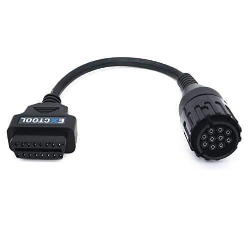OBD2 Diagnostic Adapter Compatible with BMW Motorcycles Year 1996 to 2016 Round 10 Pin Connector to 16 Pin OBD II Female Cable 1 Feet