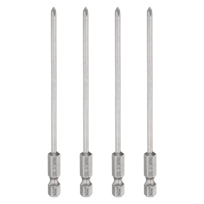 HARFINGTON 4pcs #0 Phillips Screwdriver Bit PH0 1/4" Hex Shank 4.3" (110mm) Long 0.12" Rod Magnetic Cross Head Drill Bits S2 Steel Industrial Screw Driver Bit for Electric Power Tools, Gray - size: PH0 x 4.3" x 0.12"