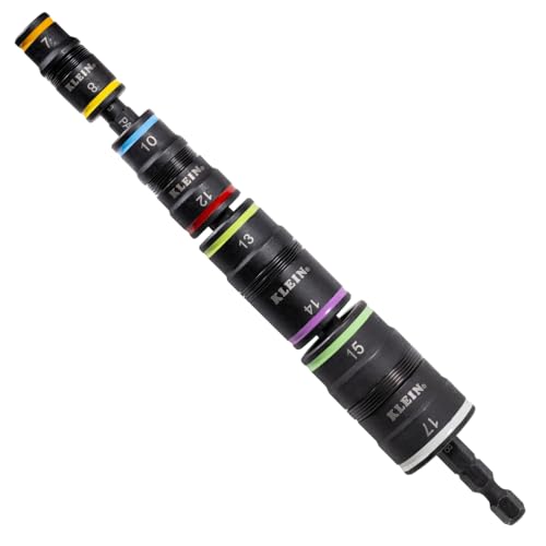 Klein Tools 32934M Impact Driver, 8-in-1 Metric Socket Set, 4 Flip Sockets with 7, 8, 10, 12, 13, 14, 15 and 17mm Nut Driver Sizes, Impact Rated 6-1/2-Inch Shaft - style: 8-in-1