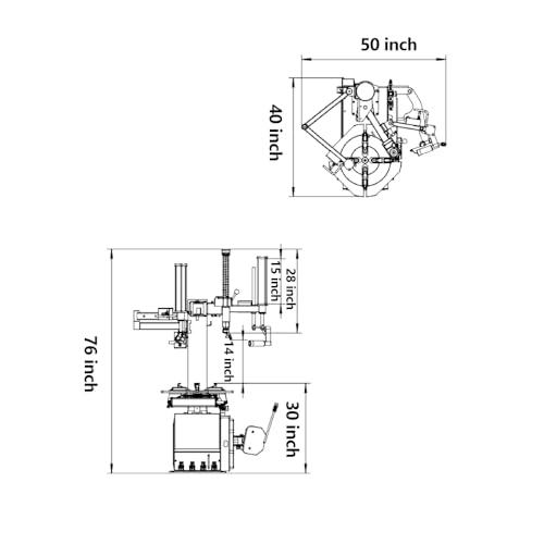 2.0 HP Tire Changer Automatic Wheel Changers Rim Clamp Assist with Double Arms Repair Helpers Equipments with Bead Blaster