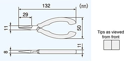 ENGINEER Precision Mini Flat Nose Pliers 132mm. Made in Japan. Professional Grade, ESD Safe with Carbon Steel Jaws PS-04 - style: Lead Pliers