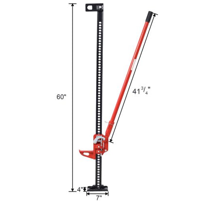 GarveeTech 60 in Farm Jack,Ratcheting Off Road Utility Jack, 7000 LBS Utility High Lift Farm Jacks,Adjustable Lifting Height 4.13-52.36 in Heavy-Duty Farm Jack for Tractor, Truck, SUV, Bumper Lift - size: 60”