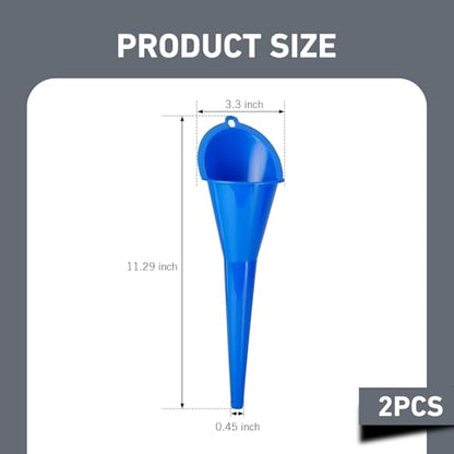 2 PCS Oil Funnel, Automotive Multi-Function Long Neck Fuel Funnel, Plastic Anti-Spill Engine Funnel for Filling Engine Oils, Water, Diesel Fuel, Kerosene and Other Liquids (Blue) - color: Blue