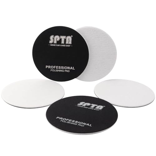SPTA 5 Pcs 6''(150mm) Car Glass Polishing Discs Microfiber Polishing Buffing Pad, Glass Scratch Removal Kit for Correcting Damaged Windows, Removing Stubborn Waterspots - size: 6 Inch(150mm)