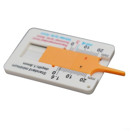 Plastic Tire Tread Depth Gauge 0-20mm, Pocket Size Vernier Caliper Ruler for Car Truck Summer Winter Tyre Wear Check, Lightweight Tool