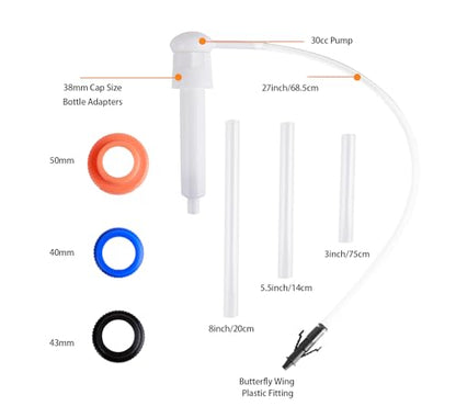 Automotive Fluid Transfer Hand Pump, 30cc Capacity for Gallon Bottles, Oil and Antifreeze Transfer, Wide Mouth Quart Bottles