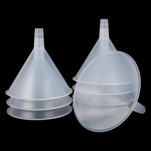 CYEAH 8 Pcs Plastic Funnels, 6 Inch Wide Mouth Large Funnel, Clear Plastic Filter Funnel Liquid Transfer Funnels for Filling Bottles, Liquid, Spices, Powder, Lotion, Oils