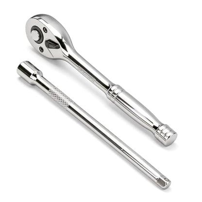 1/4" Drive Ratchet Wrench Set, 90T Quick-Release Reversible Ratchet, Cr-Mo Head with 6" Extension Bar for Automotive, Electronics & Home Repair - size: 1/4"