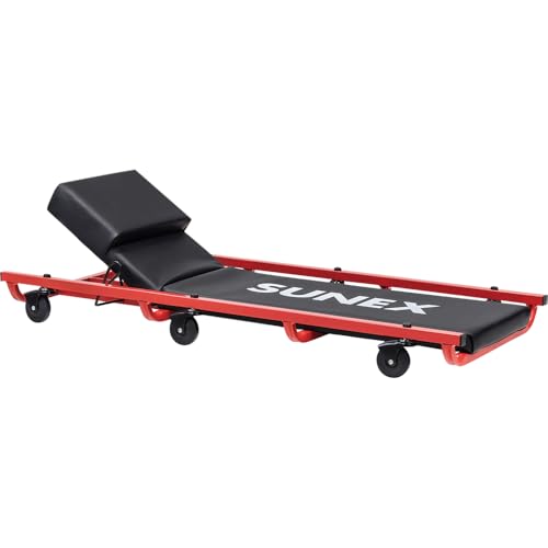 6 Caster Creeper with Adjustable Headrest (Black/Red)
