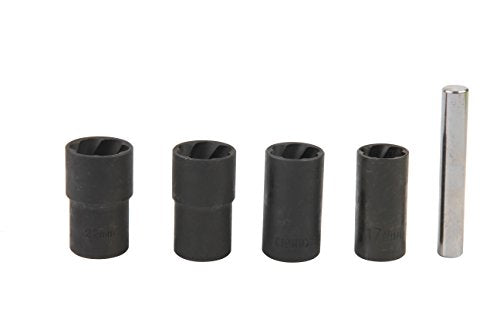 Twist Socket Set (5 Piece) Includes 1/2” Inch Lug Nut Remover With a 17mm, 19mm, 21mm, 22mm Socket Sizes Professional-Grade Lug Nut Extractor or Wheel Lock Removal Kit