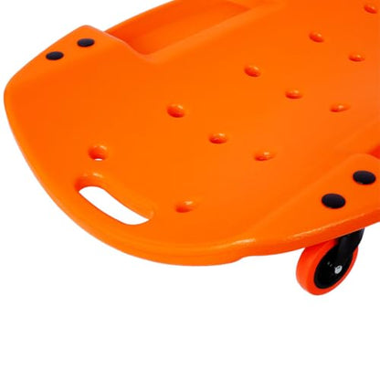 48" Mechanic Creeper, 440 lbs Heavy Duty Rolling Garage Creeper with Padded Headrest, 6 Swivel Casters, Molded Tool Trays, HDPE Low Profile Automotive Repair Creeper, Orange