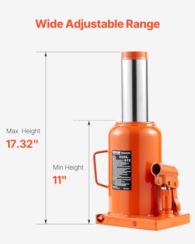 VEVOR Hydraulic Bottle Jack, 50 Ton/110231 lbs Welded Bottle Jack with 11''-17.32'' Lifting Range & 3-Section Long Handle, for Car, Pickup, Truck, RV, Auto Repair, Industrial Engineering - size: 50T