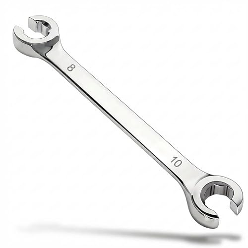 Auniwaig 8mm x 10mm Flare Nut Wrench Metric Double Open End | 15° Offset Ends, For Auto, Household, DIY Repairs - size: 8x10mm