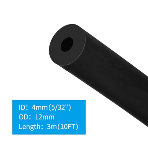 Unicaravan Silicone Vacuum Hose 10FT ID 5/32" (4mm), Wall Thickness 4mm,Matte Black Tubing, With 10PCS Clamps, Tube Cutter, screwdriver,Automotive Marine & Industrial Use - size: 5/32" (4mm) - 10FT + 10PCS Clamps + tube cutter