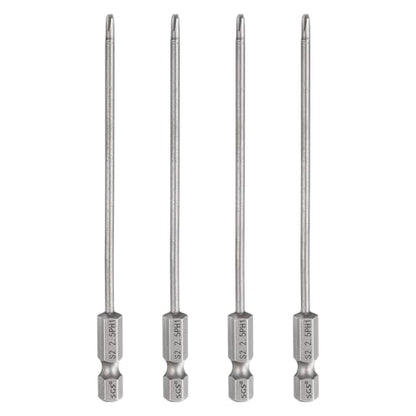 HARFINGTON 4pcs #1 Phillips Screwdriver Bit PH1 1/4" Hex Shank 4.3" (110mm) Long 0.1" Rod Magnetic Cross Head Drill Bits S2 Steel Industrial Screw Driver for Electric Power Tools, Gray - size: PH1 x 4.3" x 0.1"