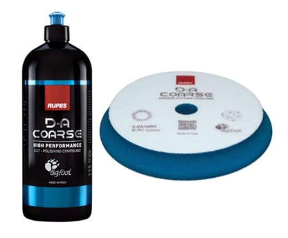 Rupes D-A Series Two 1-Liter Bottles Cut Polishing Compound & Six Count 4" Coarse Cutting Foam Pads - Excellcent Clarity, Low Dusting & Easy Wipe Off - size: 4"