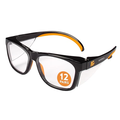 KLEENGUARD unisex-adult Kleenguard Maverick Eye Protection - color: Black Frame Orange Tips