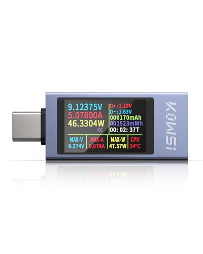 USB C Tester Power Meter, 4-30V 0-12A Type-C PD Tester Digital Multimeter, Voltage and Current Tester Meter Voltmeter, Power Bank Capacity USB Cable Charger Detector (KWS-2303C) - size: KWS-2303C
