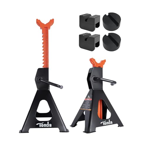 TONDA Jack Stands 3 Ton 1 Pair and Jack Pads 2 Pack and Jack Stand Pads 2 Pack