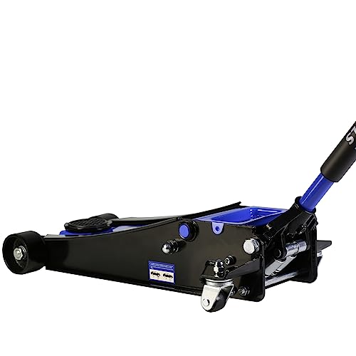 Hydraulic Floor Jack, HomVent 4 Ton (8,800 lb) Capacity Low Profile Quick Rise Steel Floor Jack, Heavy Duty Steel Service/Floor Jack with Single Piston Quick Lift Pump, Fast Lift Service Jack - color: 4 Ton, Dual Pistons