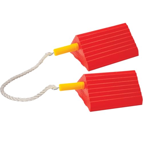 Checkers Roped Pair of Large Wheel Chocks for 27-32" Tires, Heavy Duty Wheel Chock for Semi Trucks, Utility, Tractor Trailer, 60k lb Load Capacity, Made in The USA, Polyurethane, UC1400-6-P - size: 60k lb Load Capacity, style: Roped Pair