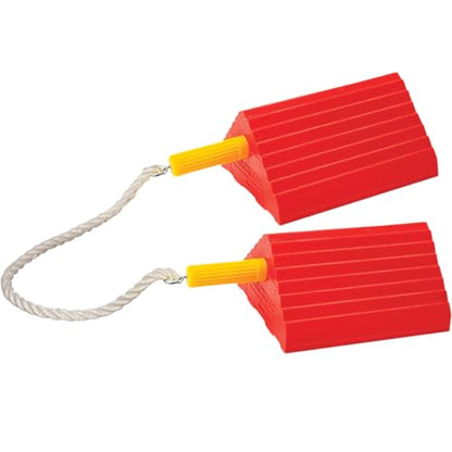 Checkers Roped Pair of Large Wheel Chocks for 27-32" Tires, Heavy Duty Wheel Chock for Semi Trucks, Utility, Tractor Trailer, 60k lb Load Capacity, Made in The USA, Polyurethane, UC1400-6-P - size: 60k lb Load Capacity, style: Roped Pair