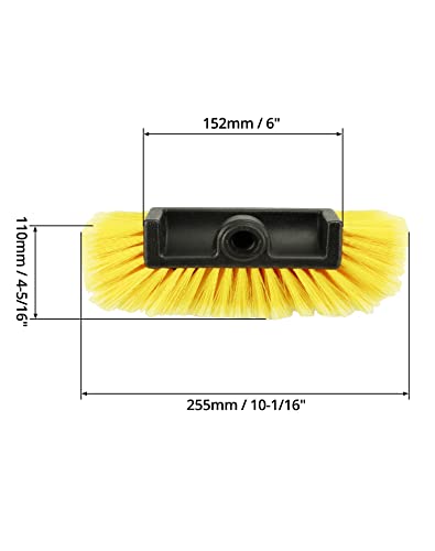 QWORK 10in Car Wash Brush Head with Soft Bristle, for Cleaning Decks, Trucks, Car, RV, Boats, Home Siding, Camper, Yellow