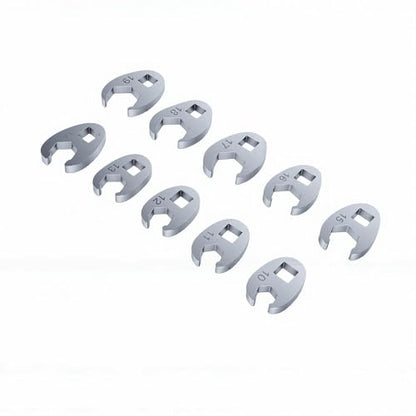 Aramox Crows Foot Wrench Set, 45 Steel Flare Nut Wrench Kit, 10 Piece 3 8 Inch Drive 10 19mm for Brake Fuel Hydraulic Line Automotive Tight Spaces