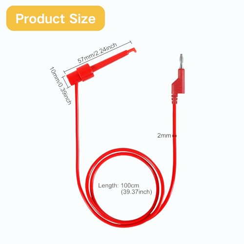 Multimeter Test Lead Set, 5PCS Stackable 4MM Banana Plug to Test Hook, Flexible Testing Cable Wires 500V 5A for Multimeter Electrical Testing, 3.3FT/1M (Banana Plug to Test Hook) - color: Banana Plug to Test Hook