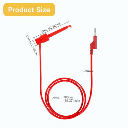 Multimeter Test Lead Set, 5PCS Stackable 4MM Banana Plug to Test Hook, Flexible Testing Cable Wires 500V 5A for Multimeter Electrical Testing, 3.3FT/1M (Banana Plug to Test Hook) - color: Banana Plug to Test Hook