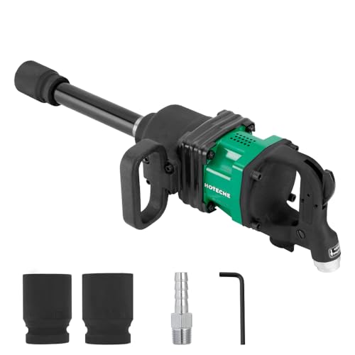 Hoteche 1-Inch Air Impact Wrench Kit, 2211 ft-lbs Heavy Duty Pneumatic Impact Gun, Twin Hammer Mechanism, Truck Tire Tool with Sockets for Semi-Truck, RV, and Industrial Use - size: 1-Inch 2200Ft-Lbs