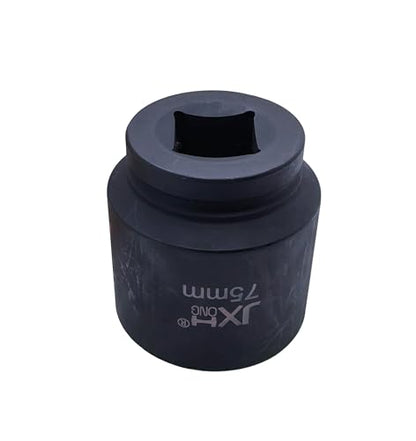 1-1/2" Drive Impact Socket, 6-Point, Heat Treated Cr-Mo Steel – Heavy Duty for Hydraulic Impact Wrench (75mm) - size: 75mm