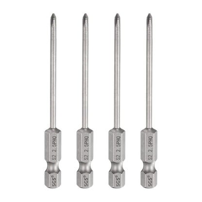 HARFINGTON 4pcs #0 Phillips Screwdriver Bit PH0 1/4" Hex Shank 3" (75mm) Long 0.1" Rod Magnetic Cross Head Drill Bits S2 Steel Industrial Screw Driver for Electric Power Tools, Gray - size: PH0 x 3" x 0.1"