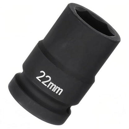 3/4"Drive x 22mm Metric, 6-Point Deep Impact Socket, Axle Nut Impact Socket | 40CR Alloy Steel,Clear labeling, Common Tools for Car Repair/Mechanical Work/Construction/Carpentry and Home Maintenance - size: 22mm
