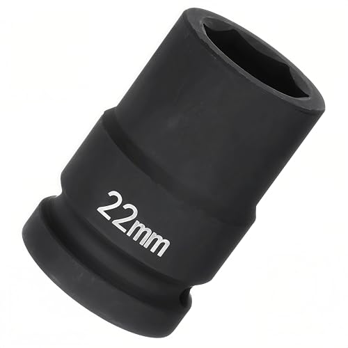 3/4"Drive x 22mm Metric, 6-Point Deep Impact Socket, Axle Nut Impact Socket | 40CR Alloy Steel,Clear labeling, Common Tools for Car Repair/Mechanical Work/Construction/Carpentry and Home Maintenance - size: 22mm
