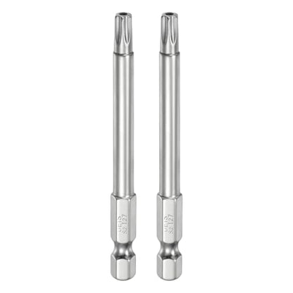 HARFINGTON 2pcs T27 Security Torx Bit 1/4" Hex Shank 3" Long S2 Steel Magnetic Tamper Resistant Star Bits Screwdriver Torx Head with Hole for Driver Drill Bits Remove Fastening Screws - size: T27